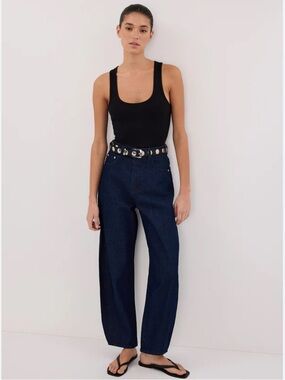 Dissh Caleb Dark Wash Denim Barrel Leg Jeans Size 6
